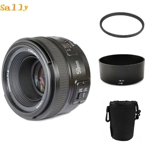YONGNUO YN 50mm YN50mm f/1.8 AF MF Lens + Lens Hood + UV Filter + Lens Case Set Auto Focus for Nikon Camera AS AF-S 50mm 1.8G