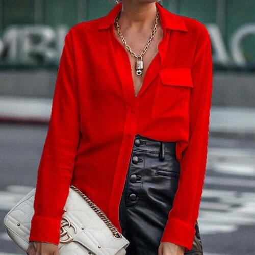 Hirigin Women Spring Autumn Casual Button Long Sleeve Tops Office Lady Loose Blusa Fashion Turn-down Collar Solid Blouse Shirts