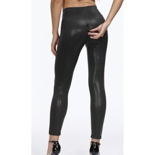 Womens New High Waist PU Leather Pants Leggings Female Shinny Pencil Pants Elastic Zipper open crotch Trousers Female Clothes