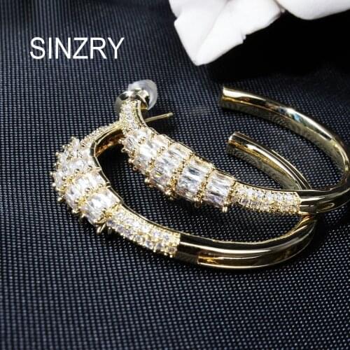 Sinzry hot Cubic Zirconia Stone CZ circle exaggerated Dangle Earrings elegant classic lady jewelry accessory