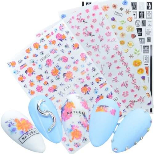 1 Sheet Flower Series Nails Stickers Sakura Natural Flowers Leaf Pattern Transfer Sticker Nail Art Decoration