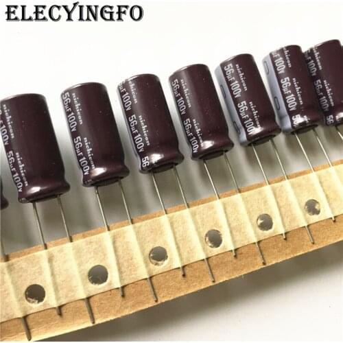 10pcs 56uF 100V NICHICON PM Series 10x20mm Super Low Impedance Long Life 100V56uF Aluminum Electrolytic capacitor
