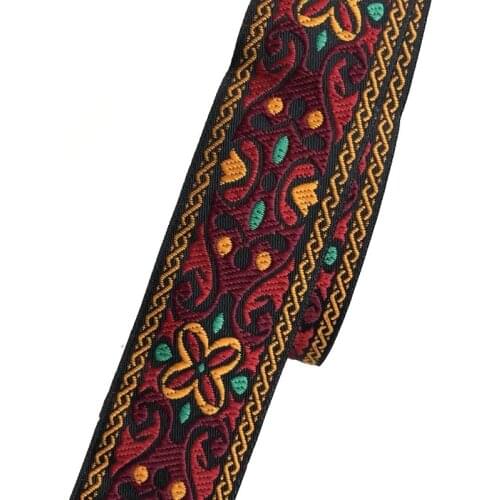 10yards/lots Woven Jacquard Ribbon Trims flowers red totem pattern for curtain and clothing accessory size 4cm LS-2699