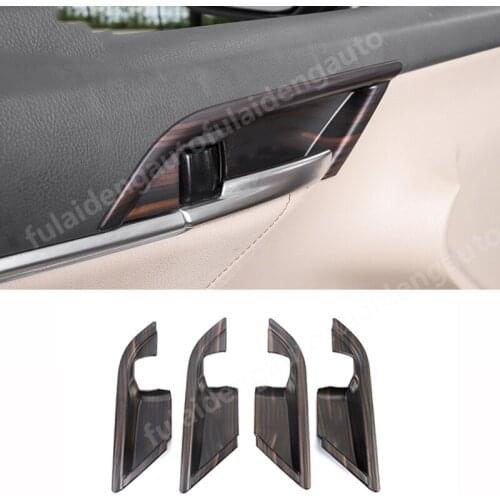 4pcs For Toyota Camry 2018-2021 Carbon fiber Matte Peach Wood ABS Interior Door Handle Bowl Cover Trim Car Styling Accessories
