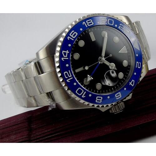 43mm black dial GMT blue ceramic bezel sapphire crystal automatic mens watch P7