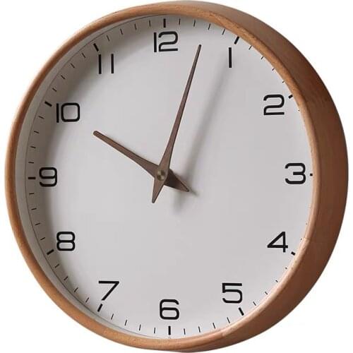 Wooden Living Room Wall Clock Fashion Nordic Quartz Minimalist Digital Wall Clock Modern Montre Murale Home Decoration ZB50WC