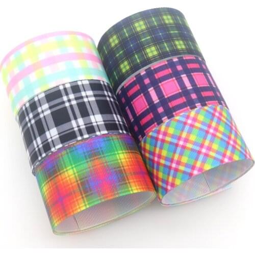 DHK 1.5'' 5yards Plaid Grid Printed Grosgrain Ribbon Accessory Hairbow Headwear Decoration DIY Wholesale 38mm E1898