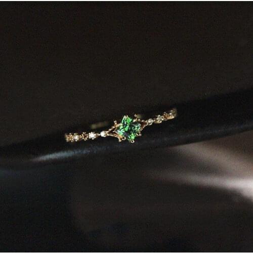 Designer original silver diamond green crystal opening adjustable ring Chinese style retro elegant light luxury charm jeweler