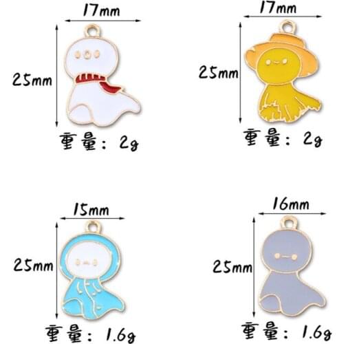Julie Wang 8PCS Enamel Cartoon Sunny Doll Charms Alloy Japanese Teru Teru Bozu Pendant Bracelet Jewelry Making Accessory