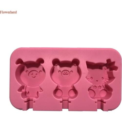 Innovative DIY Chocolate Icecream Mold Piglet Animals Fondant Cake Silicone Mold Manual Popsicle Mold Cute Cartoon Ice Mold