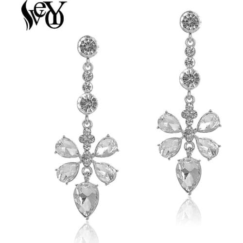 VEYO Classic Chain Crystal Long Dangle Earrings for Women Elegant Fashion Jewelry Brand Design New