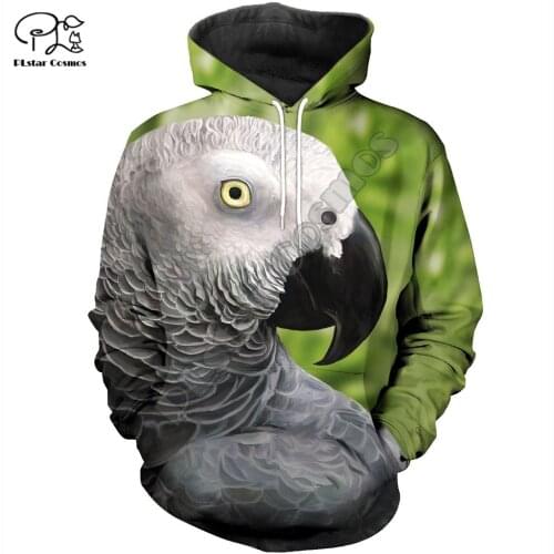 PLstar Cosmos Colorful Parrot 3D Printed Hoodies Casual Men/Women Zipper Hooded Funny Animal Unisex Brand Streetwear Apparel P1