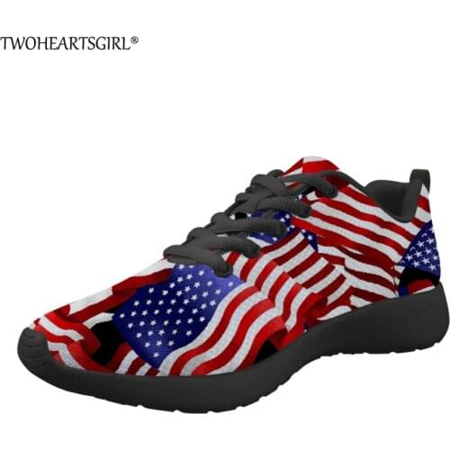 Twoheartsgirl Classic Spring Summer Men Shoes Personalized USA Flag Print Vulcanize Shoes for Men Breathable Male Mesh Sneakers