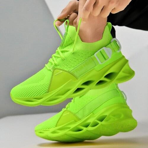 Neon Green Chunk Sneakers For Men Women Mesh Breathable Hip Hop Dance Running Sport Shoes Unisex Couple Athletic Sneakers 36-43