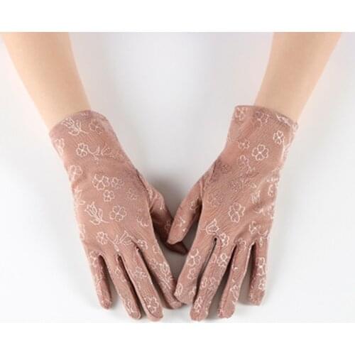 Summer new thin and short ladies lace sunscreen gloves outdoor cycling driving UV protection gloves D54