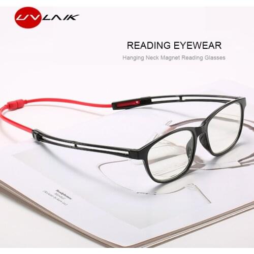 UVLAIK Portable Magnetic Reading Glasses Women With Hanging Neck Reading Eyeglasses Men Prescription Glasses With Magnet Both