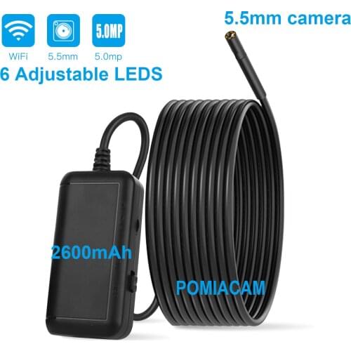 F220 WIFI Tiny Industrial Endoscope 5.5mm Camera 5.0MP mini IP68 Waterproof Borescope Pipeline Inspection snake camera