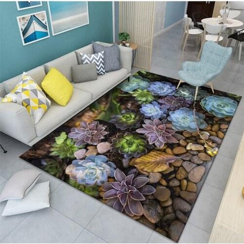 Fashionable 3D Flower printing carpet living room bedroom large area carpet bedside table balcony carpet
