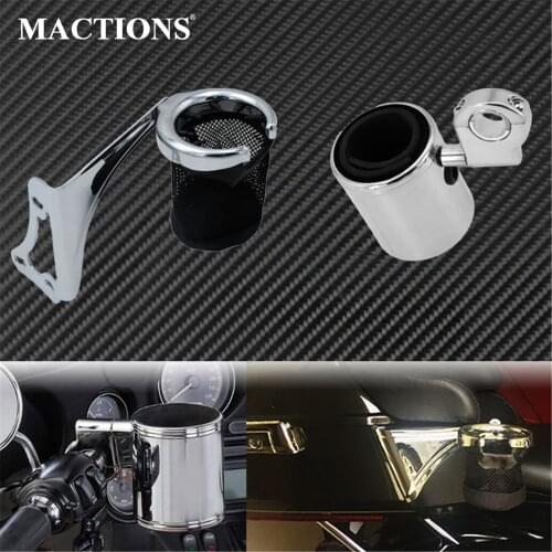 Motorcycle Chrome Passenger Drink Holder w/ Basket +Handlebar Crash Bar Drink Cup Bottle Holder For Harley Touring Electra Glide
