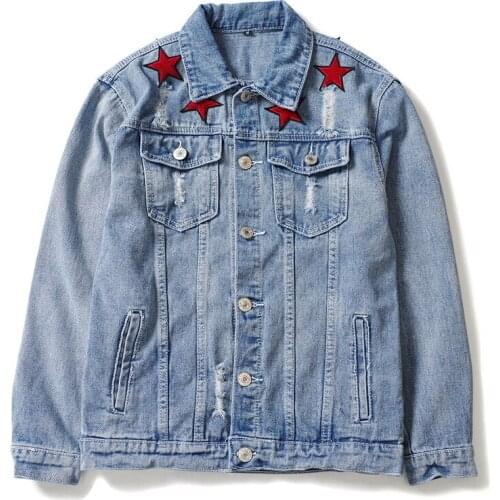 Long Men New 19ss Sleeve Embroidery star Embroid Fashion High quality Denim Baseball Coats & Jackets Abstract digital coat #J7