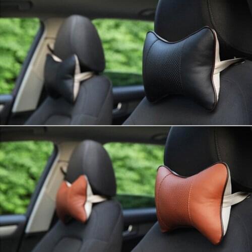 Men Fashion Business Car Headrest Pillow Leather Car Seat Support Cushion Seat Back Neck Protector Head Pillows Car Accessories
