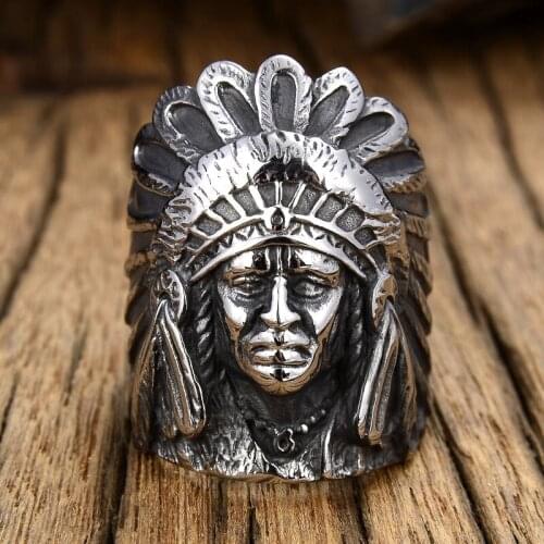 Vintage Finger Ring Classic Men Jewelry Antique Silver Color Fashion Male Biker Ring Punk Indian Design Indiana Chunky Ring