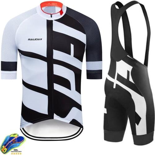 2021 new white raudax Bicycle Team Short Sleeve Ropa Ciclismo Men Cycling Jersey Summer breathable Cycling Clothing Sets