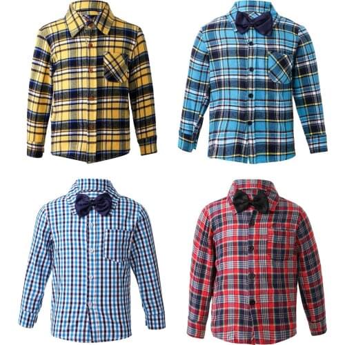 Spring Autumn 2021 New Boys Long Sleeve Classic Plaid Shirts Tops Fashion Baby Boy Gentleman Shirt Kids Clothing 1-10 Years