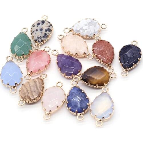 5Pcs Fashion Lace Gem Connector Charms Natural Stone Crystal Agates Pendants DIY Necklace Earrings Accessories Gifts for Women