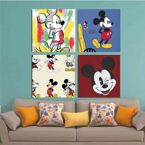 Disney Anime Mickey and Minnie Canvas Painting Posters and Prints Wall Art Pictures for Living Room Decoration Home Decor