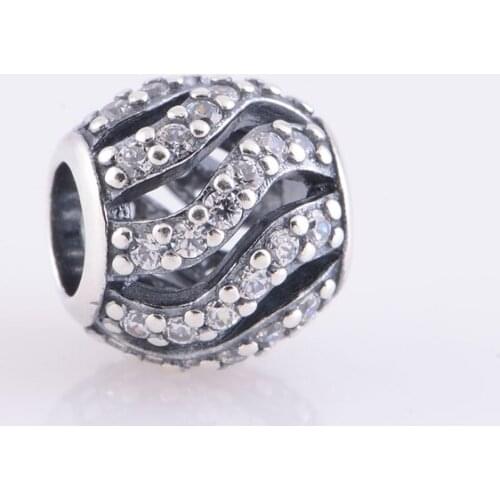 New Original S925 Sterling Silver Openwork Pave Snowflake With Clear CZ Charm Beads Compatible With Pandora Style DIY Bracelets