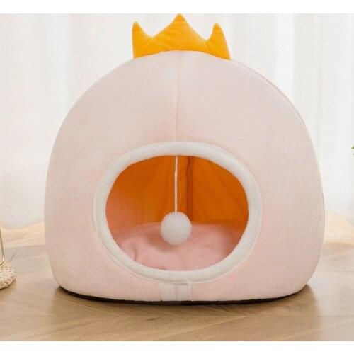 Cute Cartoon Fleece Dog Bed House Fluffy Pet Kennel Soft Cat Cushion Warm Sofa Sleeping Mats Pet Supplies