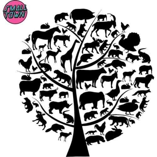 Small Town 15cm*16cm Animal Tree Creative Vinyl Car Styling Stickers Decals Black/Silver S3-5928