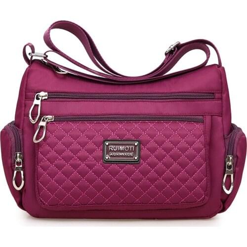 Womens Crossbody Bag Waterproof Nylon Plaid Shoulder Messenger Bags Casual Top-handle Ladies Handbag Travel Tote Women Bag