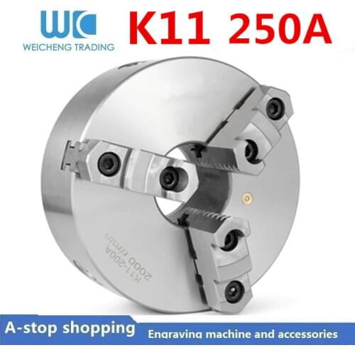 Three-jaw self-centering chuck K11-250, K11-250A, precision lathe linkage jaws, rear installation, front installation