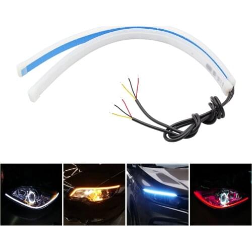 Waterproof 30/45/60cm Car DRL LED Strip Flexible Flowing Turn Signal Lamp 12V Auto Angel Eyes Guide Strip Daytime Running Light