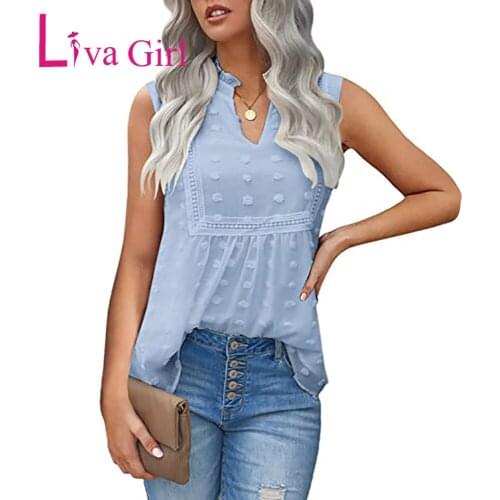 LIVA GIRL Lace Stitching Polka Dot Bohemian Chiffon Vest Shirt Woman 2021 Summer Sleeveless Clothes Female Plus Size Loose Tops