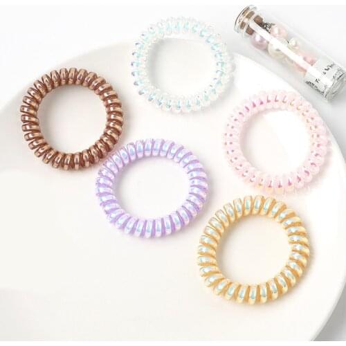 1pc 5.5cm bright colorful telephone wire elastic hair bands girls headwear ponytail holder rubber bands women hair accessories