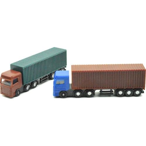 1:100 scale 12cm long architectural model plastic miniature Container truck trailer for model building train layout