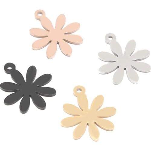 10pcs Stainless Steel Flower Connectors Necklace Charms Pendant DIY For Bracelet Necklace Jewelry Making Handcrafted Accessories