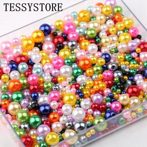 150pcs Mix Size 4/6/8/10mm Acrylic Beads With Straight Hole Colorful Round ABS Imitation Pearls For Jewelry Making DIY Craft