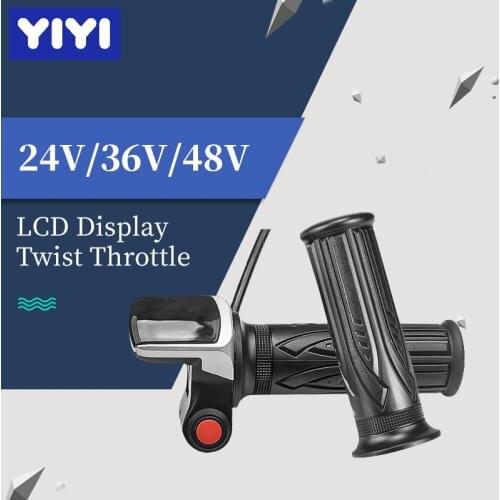 24V 36V 48V LCD Display Twist Throttle Electric Scooter Bike Speed Control With Button Switch Battery Display Indicator Throttle