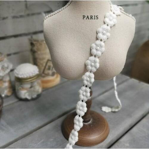 2 Yards 15.5cm Width Off White Lace Embroidered Crochet Trim Home DIY Clothing Decorative Cotton Ribbon Border Sewing Crafts