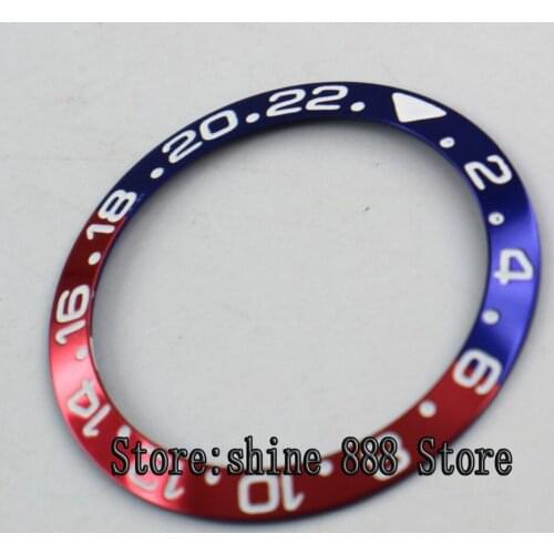 38mm high quality red & blue aluminum bezel insert for 40mm GMT watch