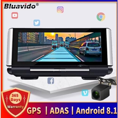 Bluavido 7" IPS 4G Smart Car Dash cam Android GPS Navigation 1080P car video recorder Night Vision Bluetooth Wi-Fi Live Monitor