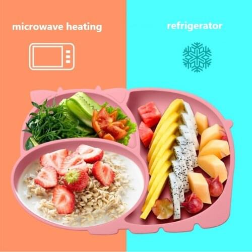 Baby Safe Silicone Dining Plate Feeding Food Tableware Cartoon Animal Children Dishes Eating Dinnerware Kids Anti-fall Dishes