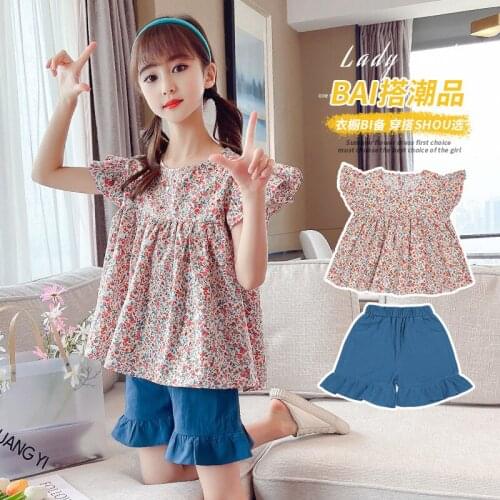 Kids Clothes Girls Boutique Outfits Teenage Clothing 8 To 12 2021 Summer Clothing Sets Top Pants 2 Pieces