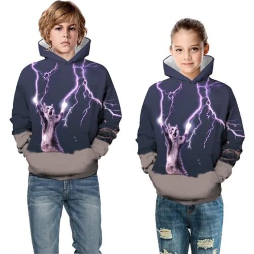 Teen Kids Baby Boys Girls Christmas Hoodie Sweatshirt Xmas 3D Cat Print Outfits Kids Clothes Long Sleeve Pullover Tops