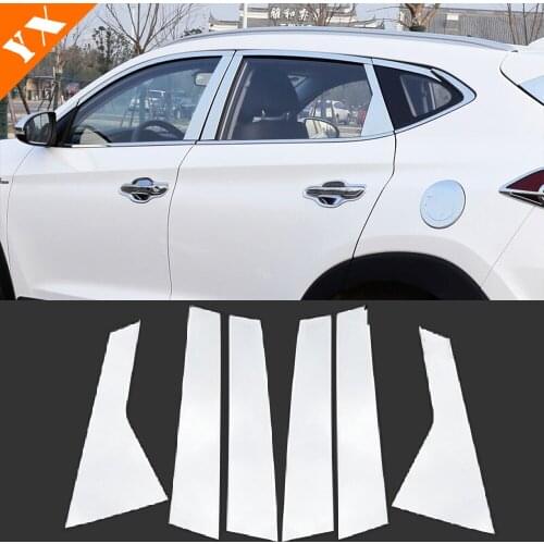For Hyundai Tucson Stainless mirror styling Car Window Center Pillar decor sticker Cover Trim Accessories 2015 16 17 18 19 2020