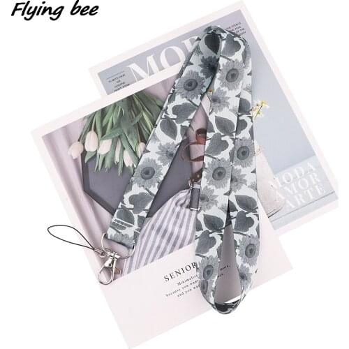 Flyingbee Dark Color Sunflower Painting Art Key Chain Lanyard Neck Strap For Phone Keys ID Card Creative Lanyards X1876